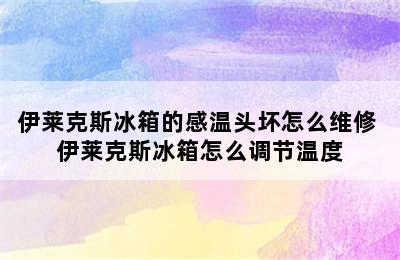 伊莱克斯冰箱的感温头坏怎么维修 伊莱克斯冰箱怎么调节温度